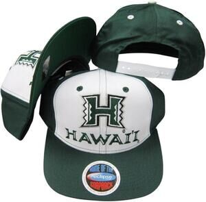 Vintage Hawaii Rainbow Warriors Stack White Eclipse Adjustable Snapback Hat -NWT